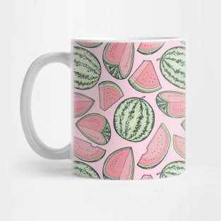 Watermelon Sketches Color Pattern on Pink Mug